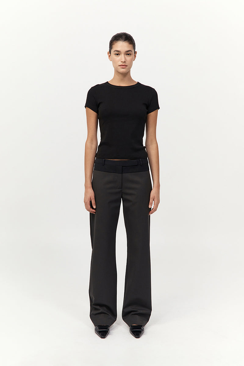 90s Splice Panelled Pants - Black Olive / Black