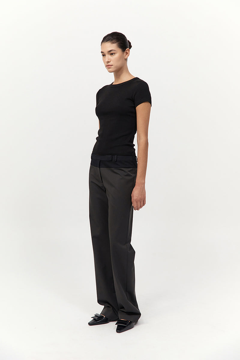 90s Splice Panelled Pants - Black Olive / Black