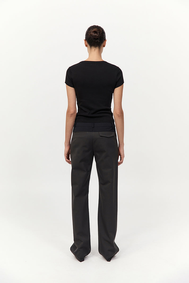 90s Splice Panelled Pants - Black Olive / Black