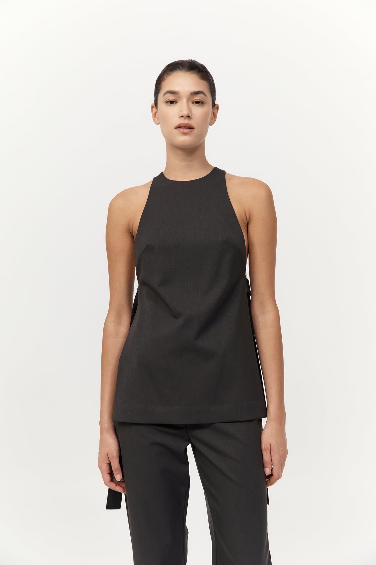 Side Tie Top - Black Olive