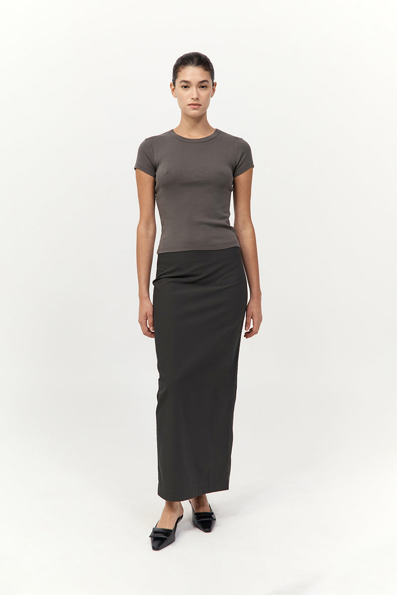 Minimal Column Skirt - Black Olive