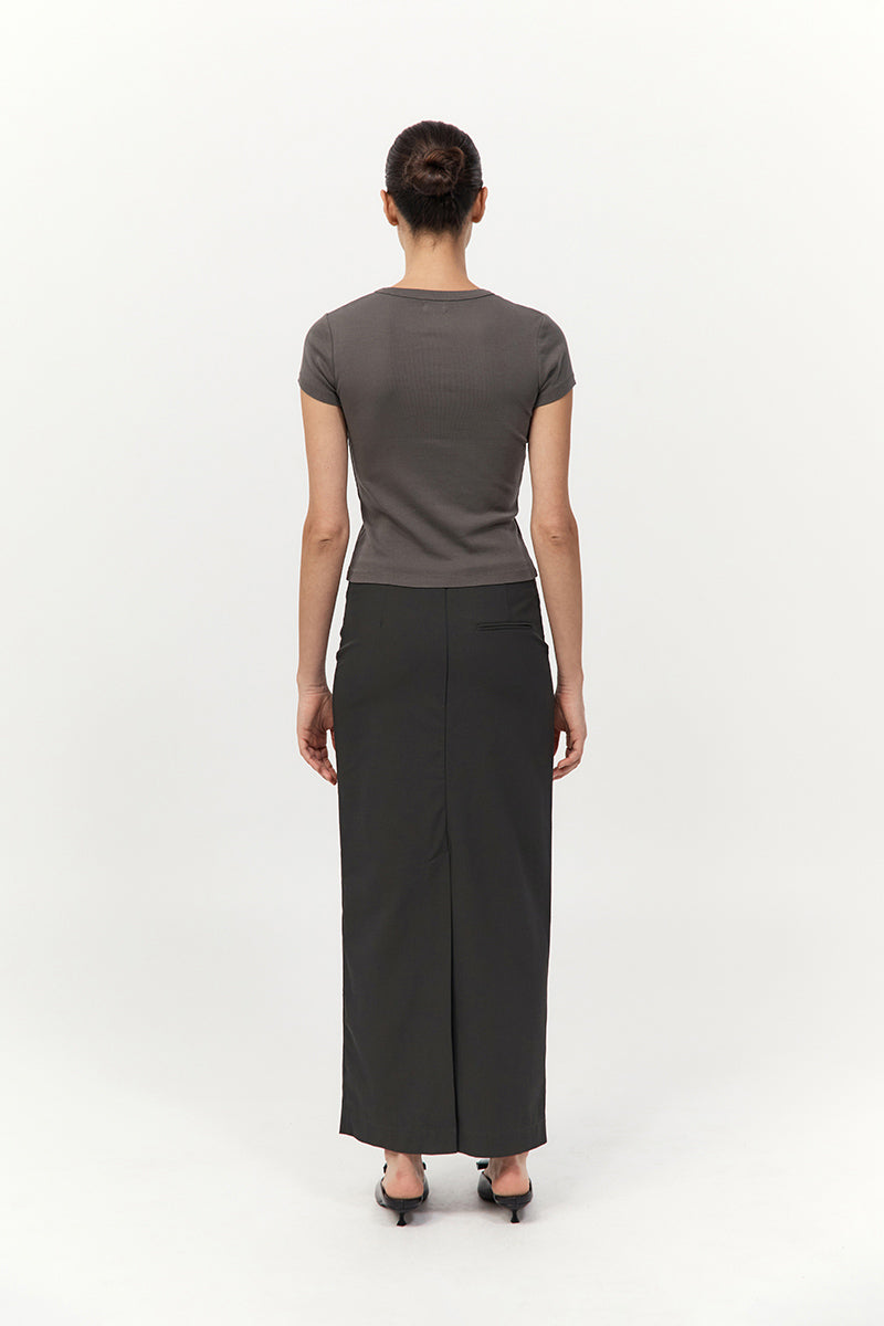 Minimal Column Skirt - Black Olive