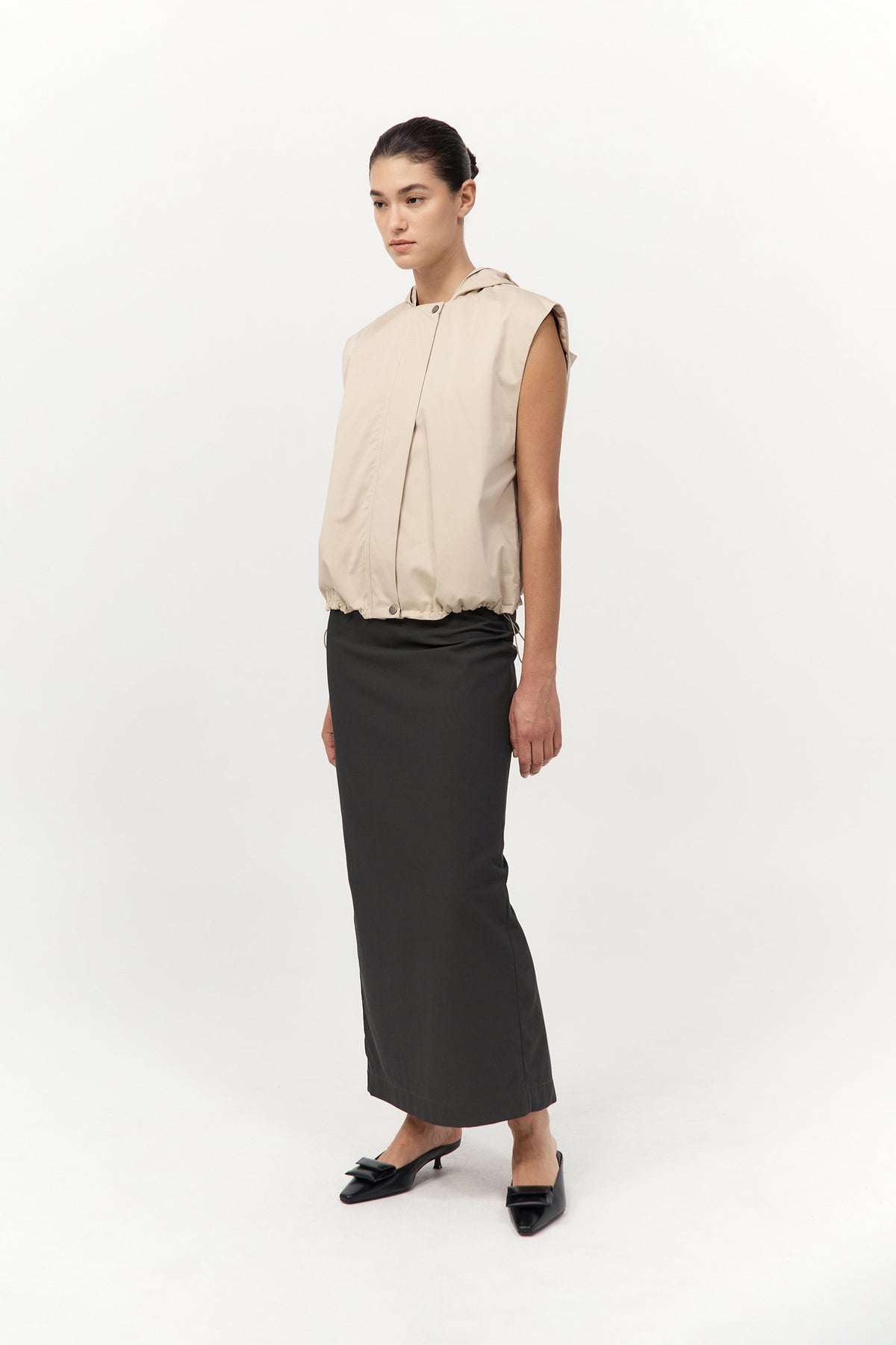 Cotton Sleeveless Parka - Champagne