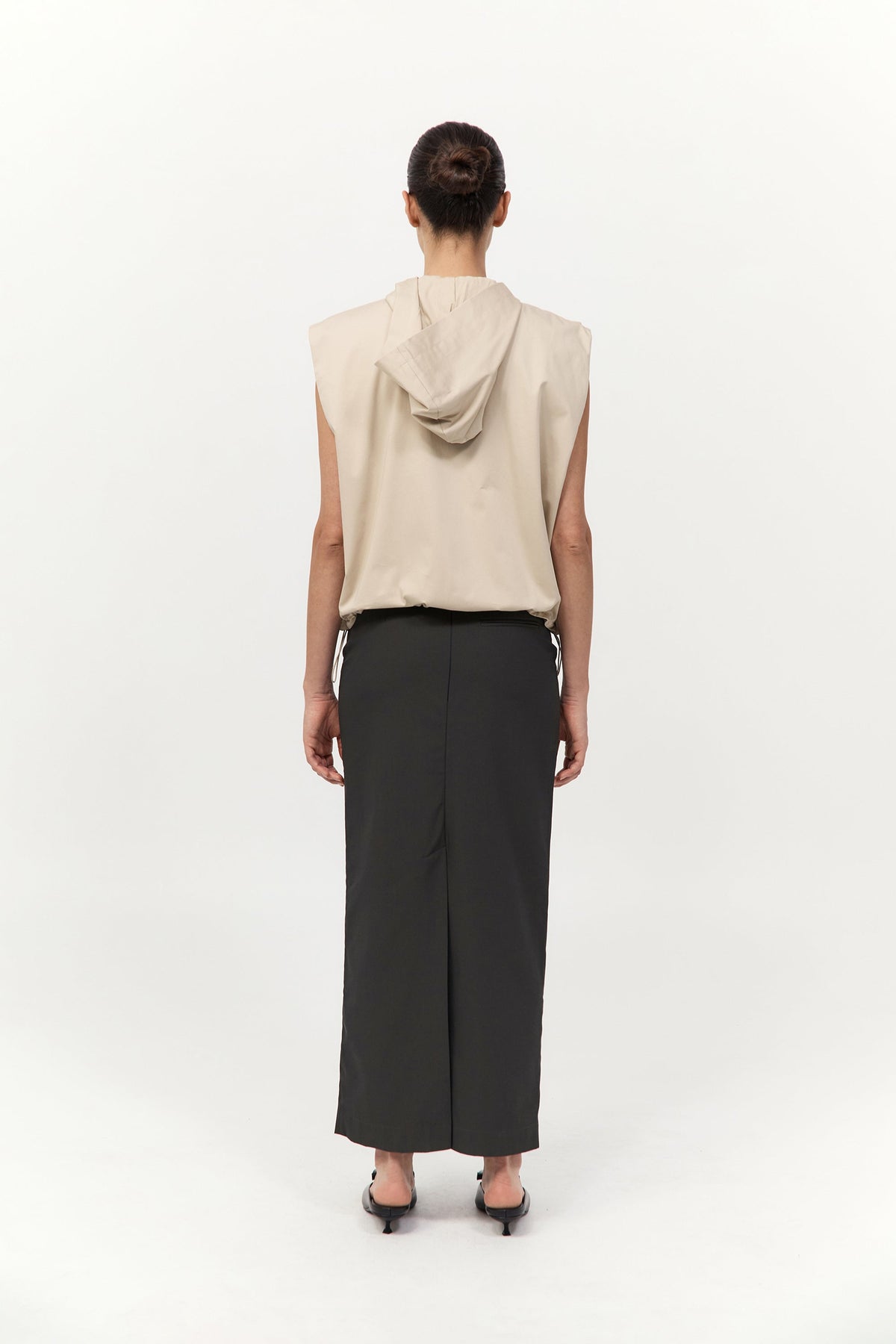 Cotton Sleeveless Parka - Champagne