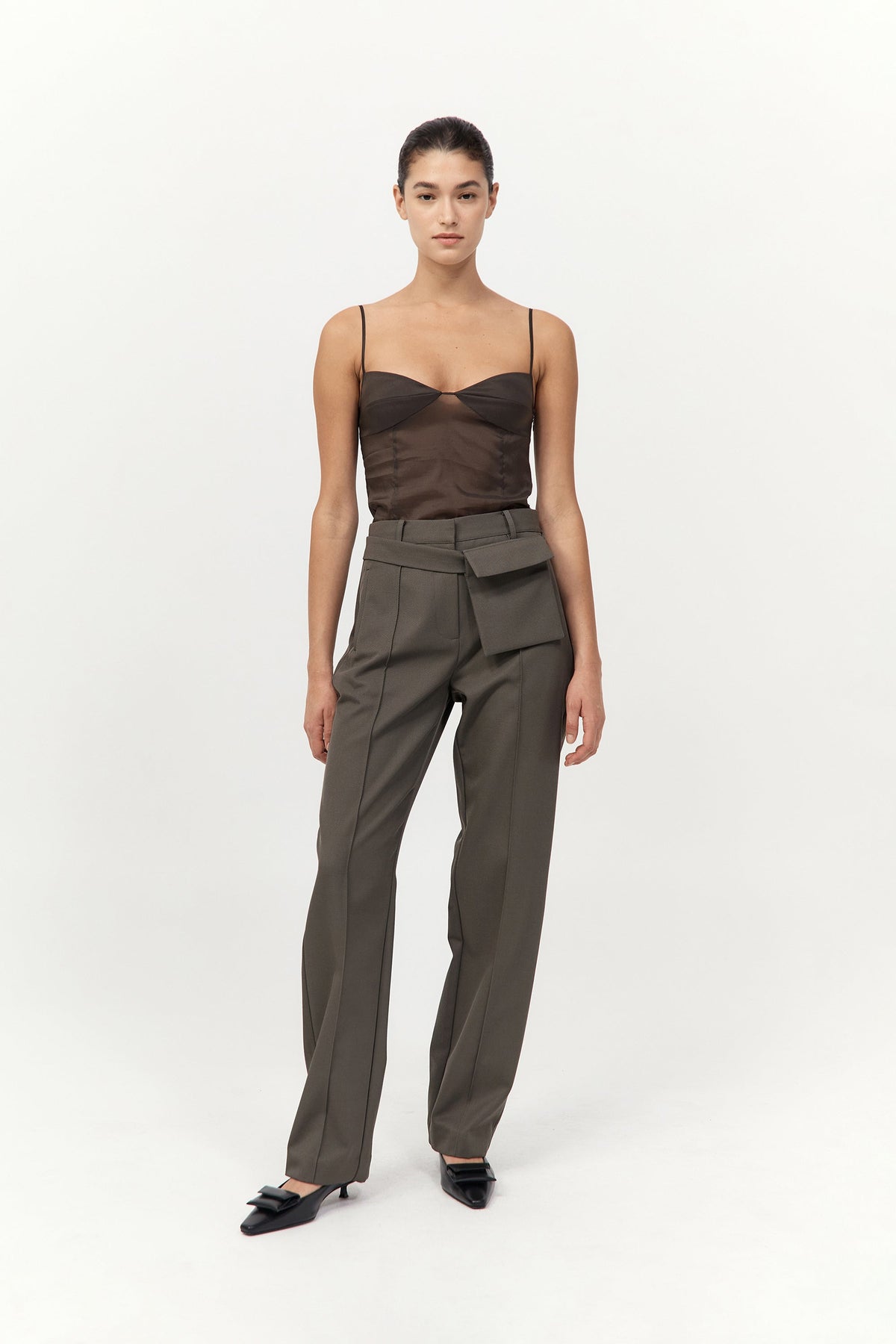 Transparent Silk Cami - Black Olive