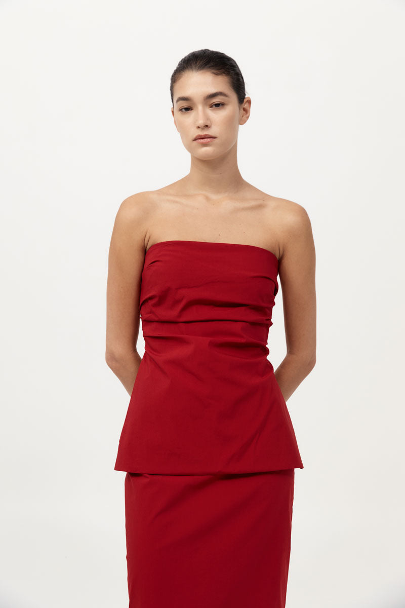 Strapless Tie Back Top - Rosso