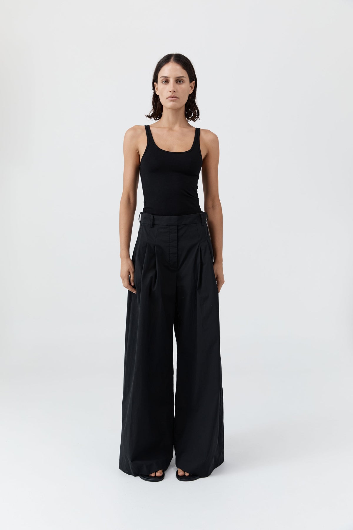 Soft Jersey Slim Scoop Tank - Jet Black