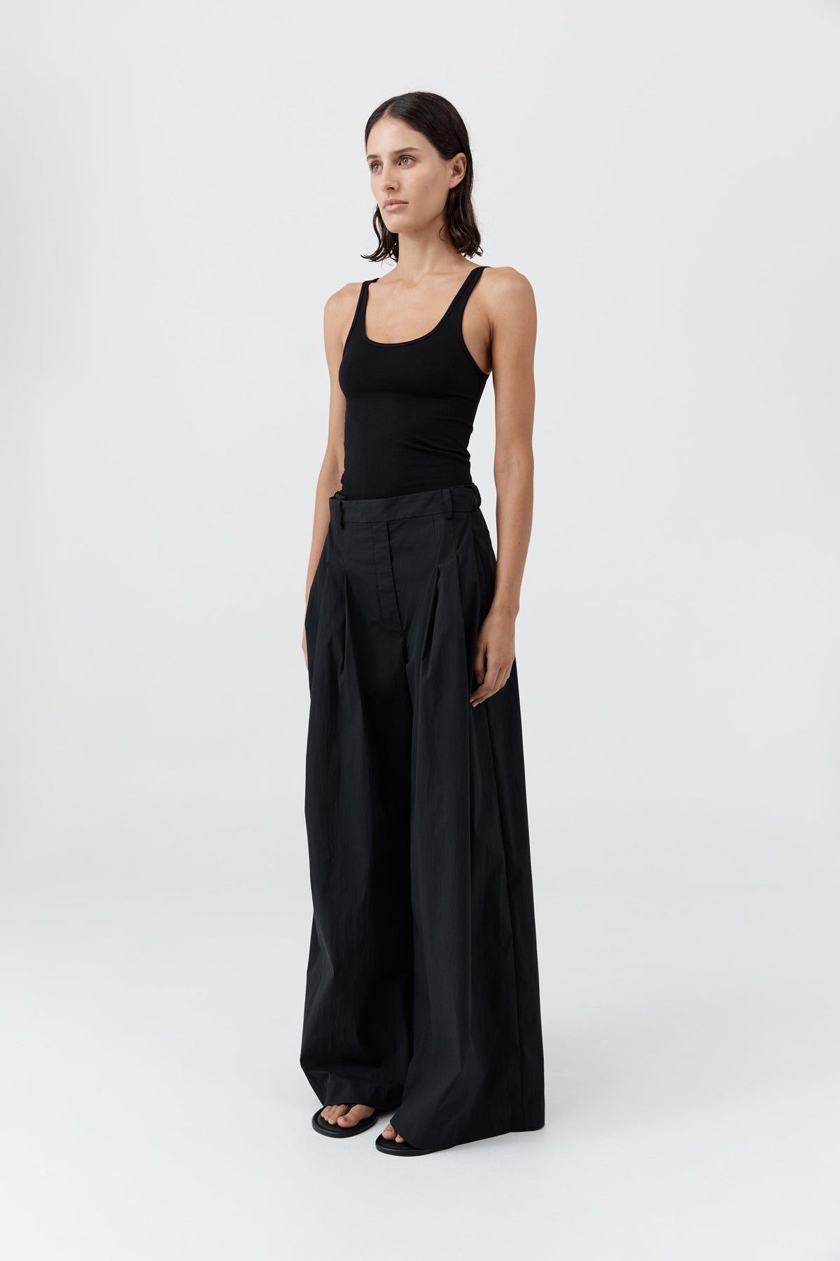 Soft Jersey Slim Scoop Tank - Jet Black