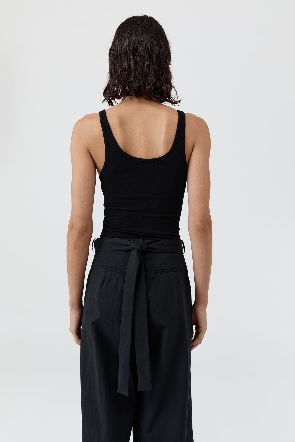 Soft Jersey Slim Scoop Tank - Jet Black