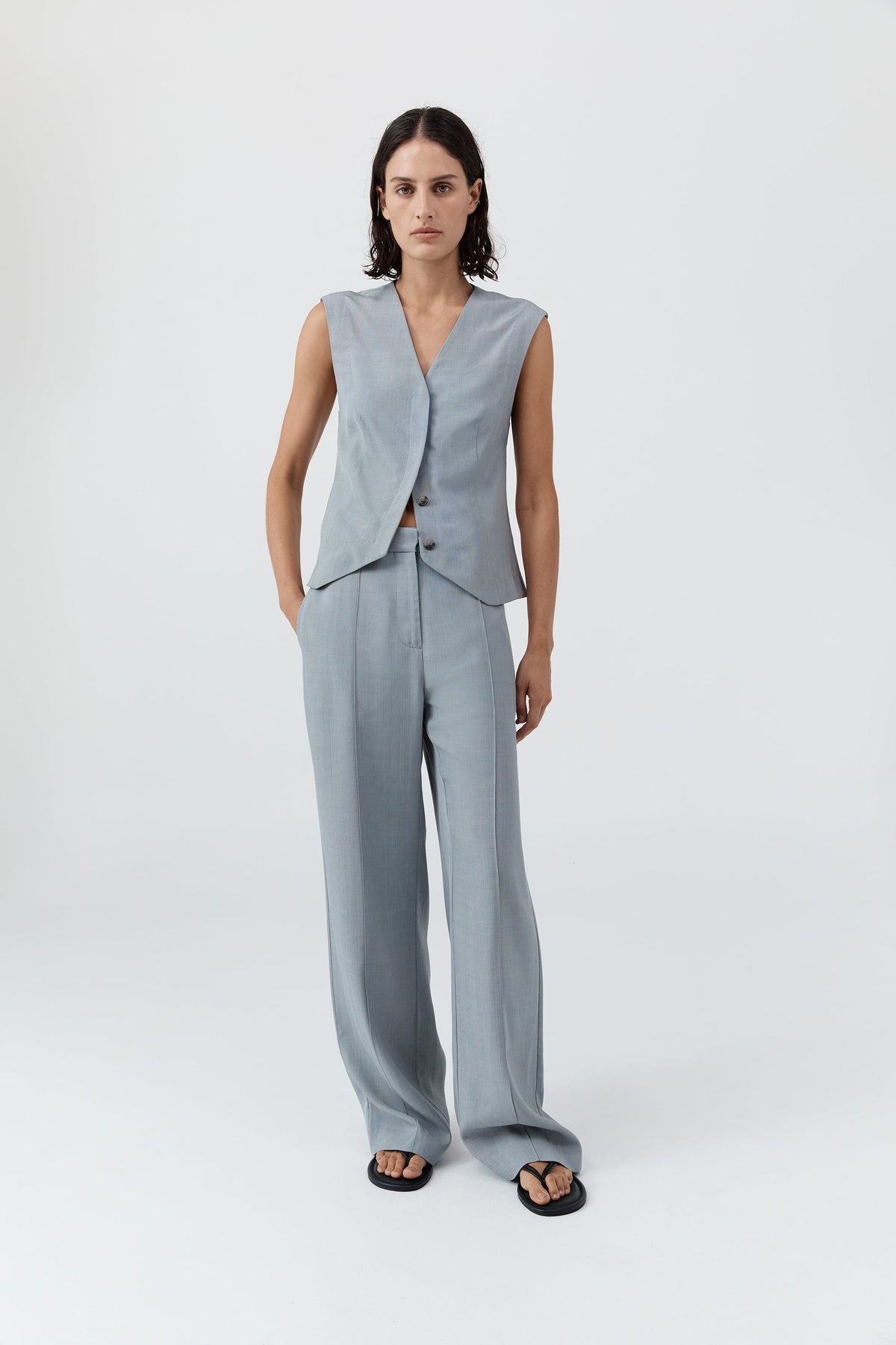 Minimal Tailored Vest - Mist