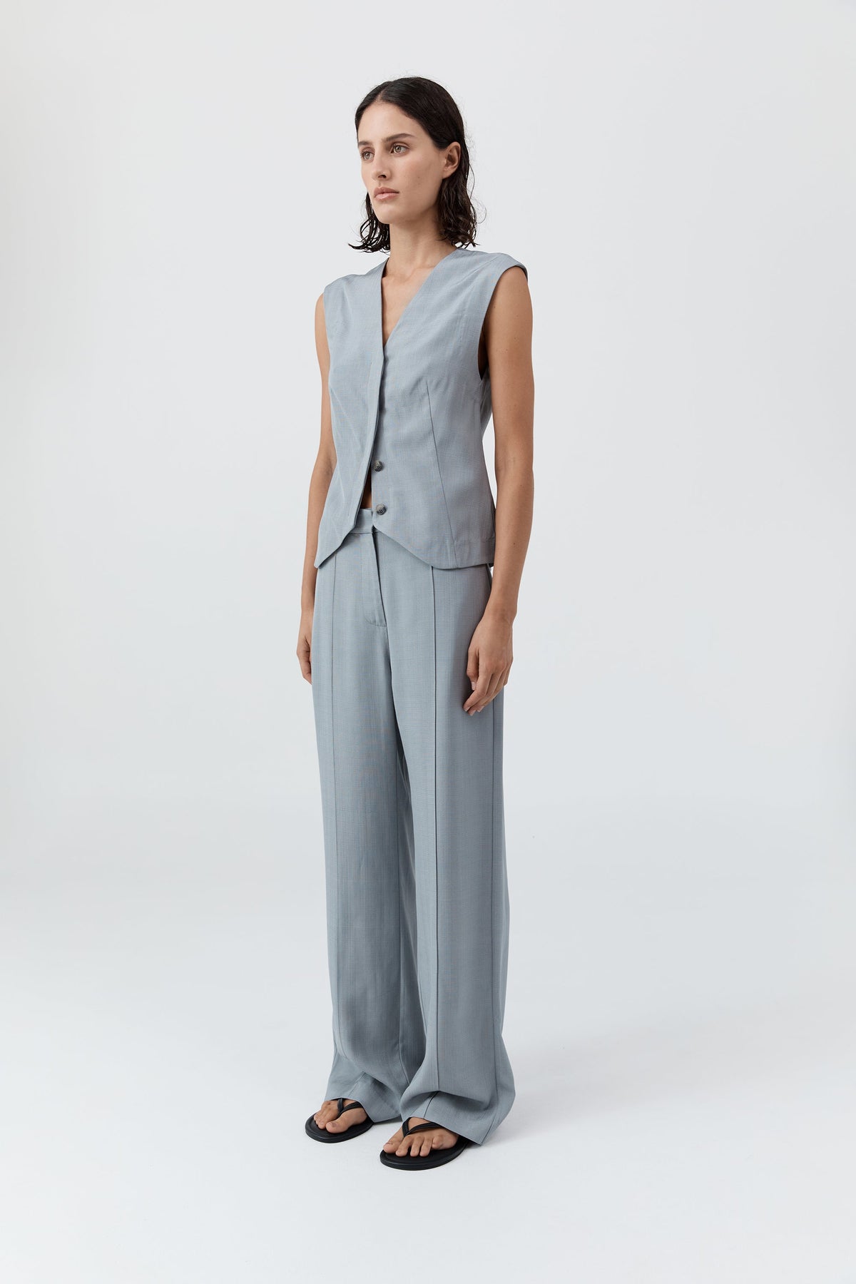 Minimal Tailored Vest - Mist