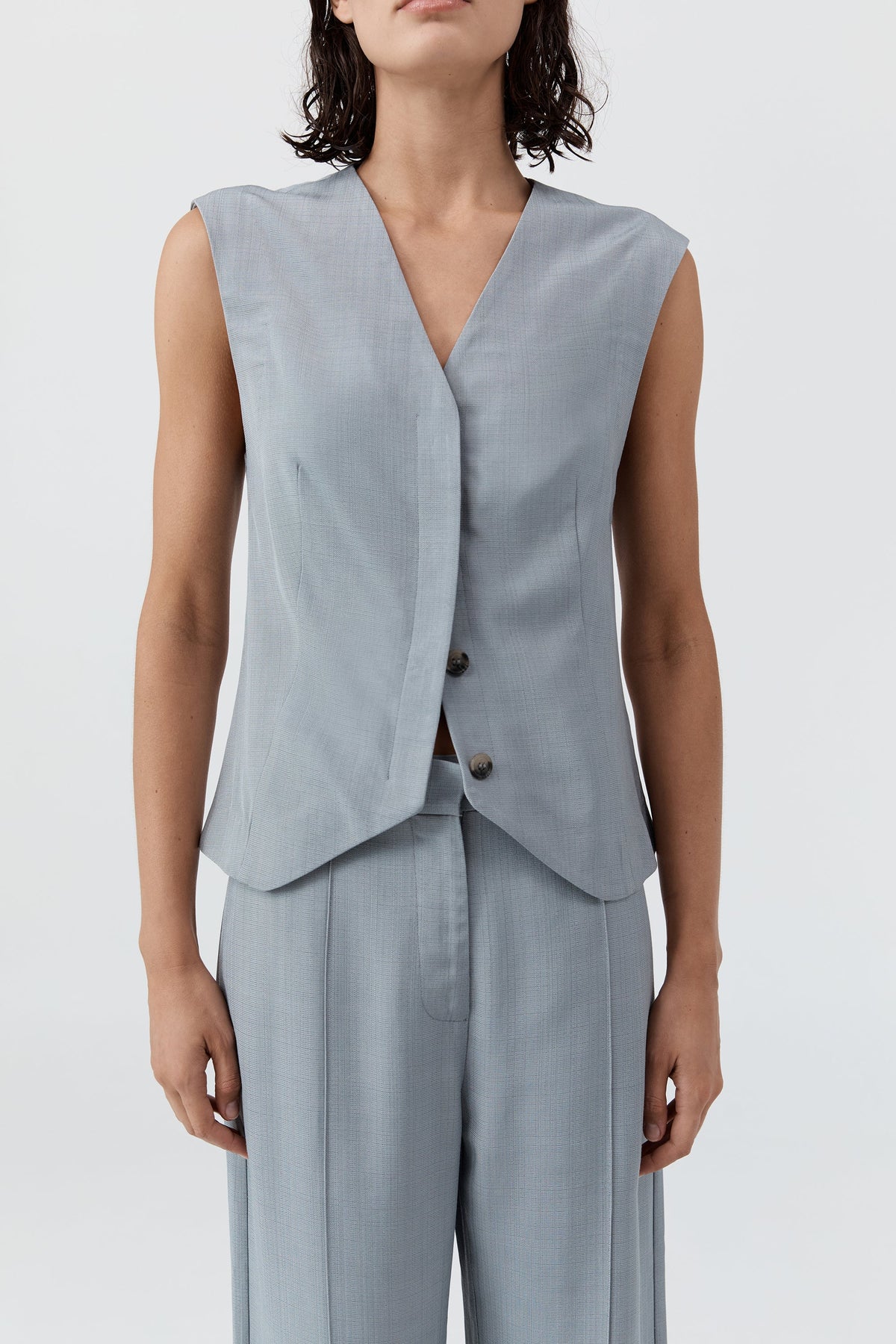 Minimal Tailored Vest - Mist