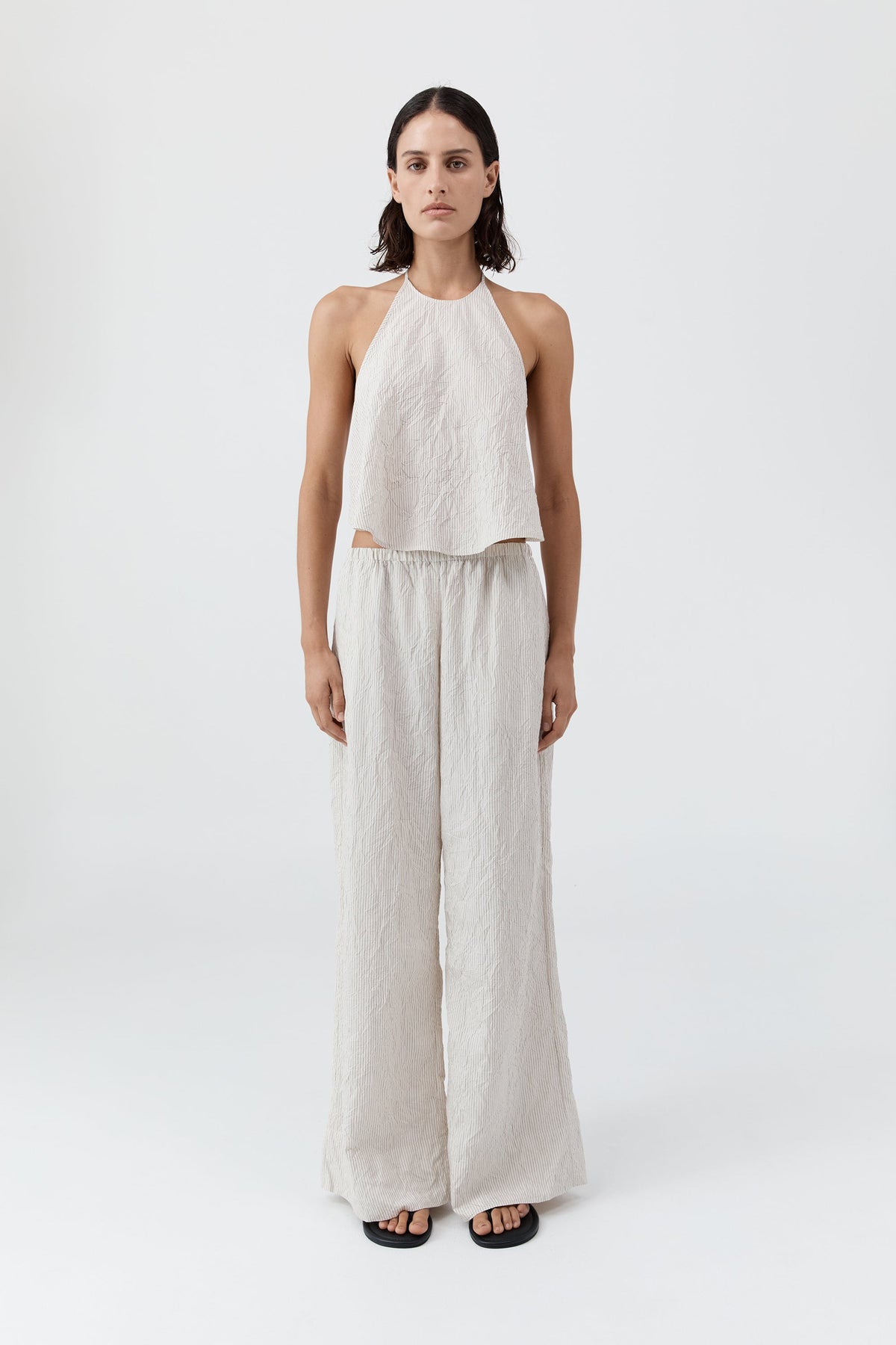 Relaxed Crushed Pant - Petite Pinstripe