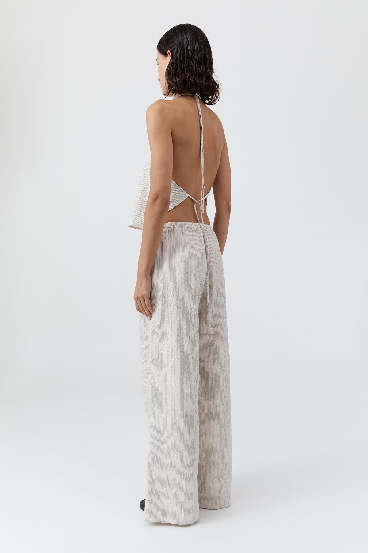 Relaxed Crushed Pant - Petite Pinstripe