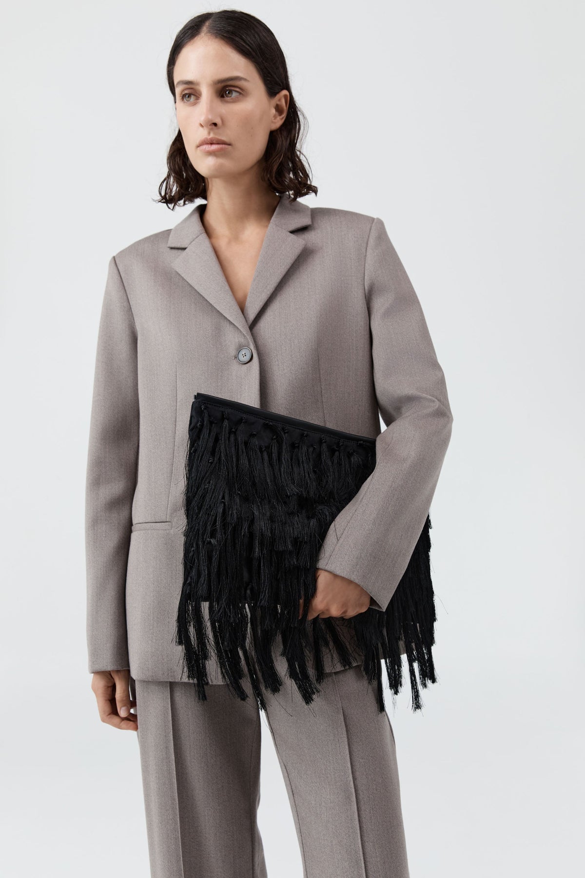 Tassel Oversized Clutch - Black