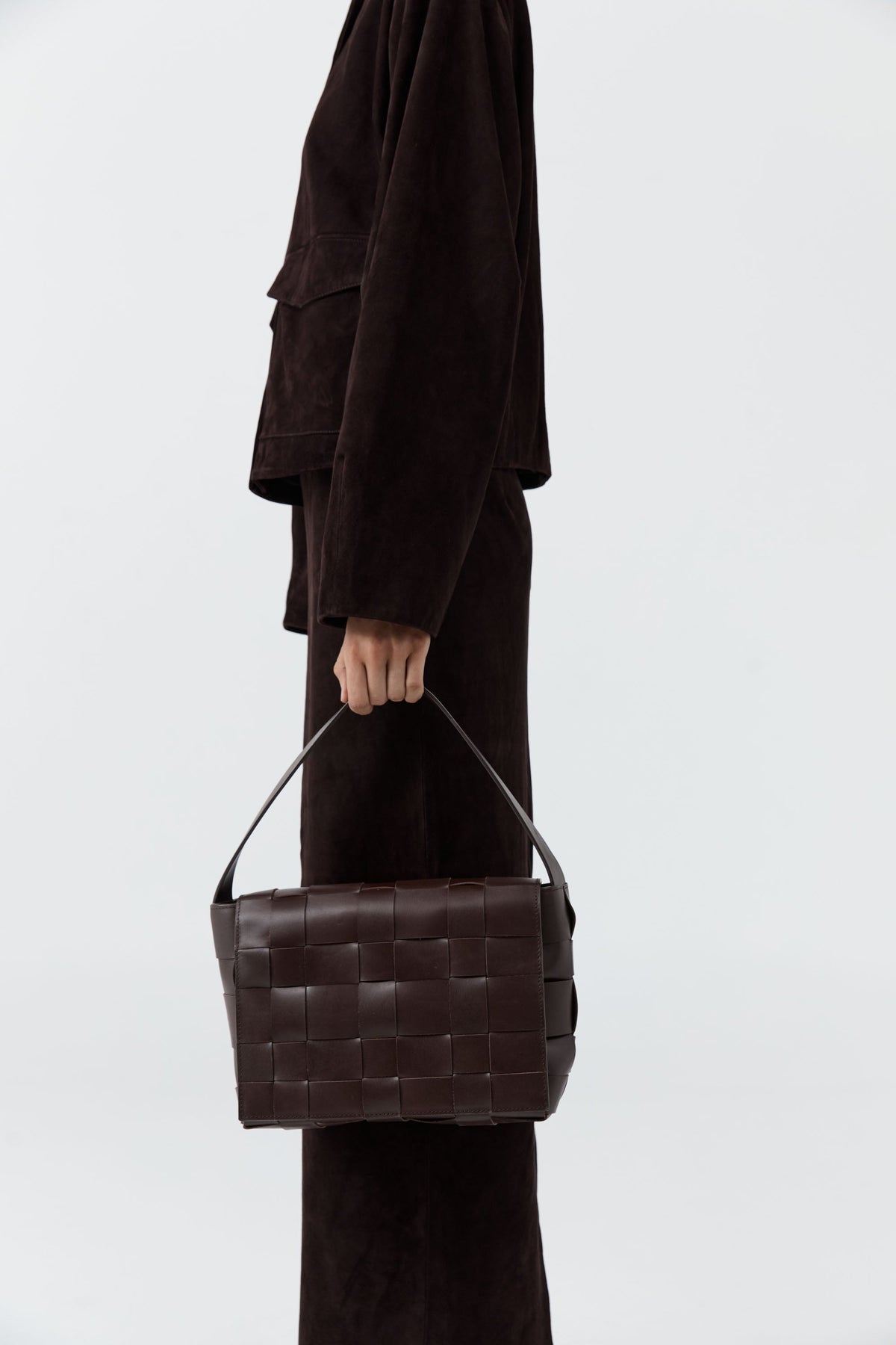 PRE-ORDER: Woven Envelope Mini Tote - Chocolate
