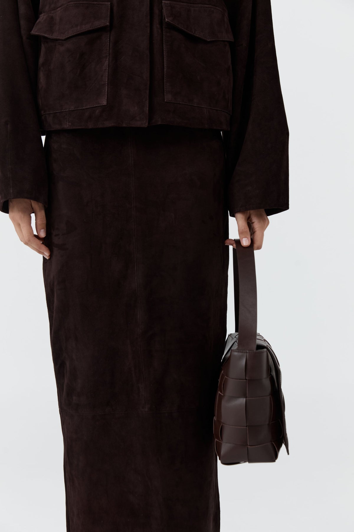 PRE-ORDER: Woven Envelope Mini Tote - Chocolate