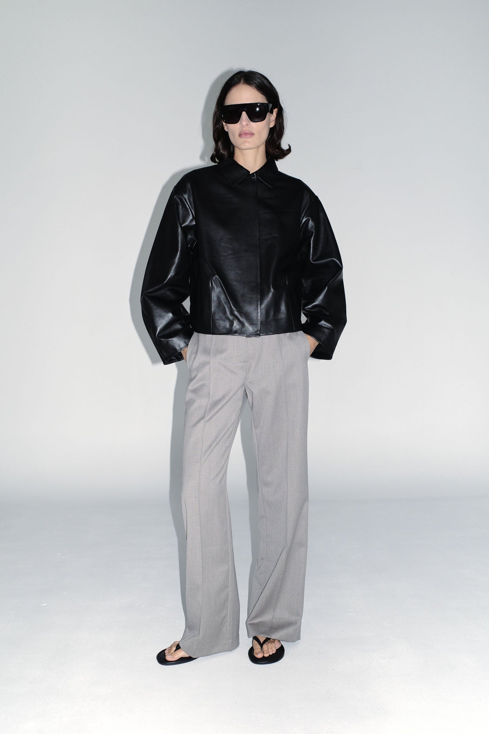 Cocoon Leather Jacket - Black
