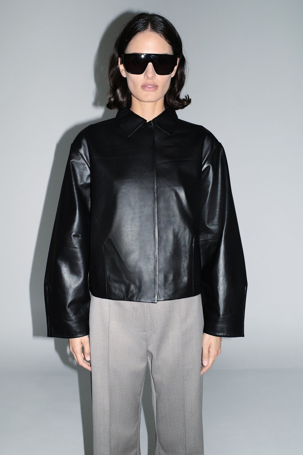 Cocoon Leather Jacket - Black