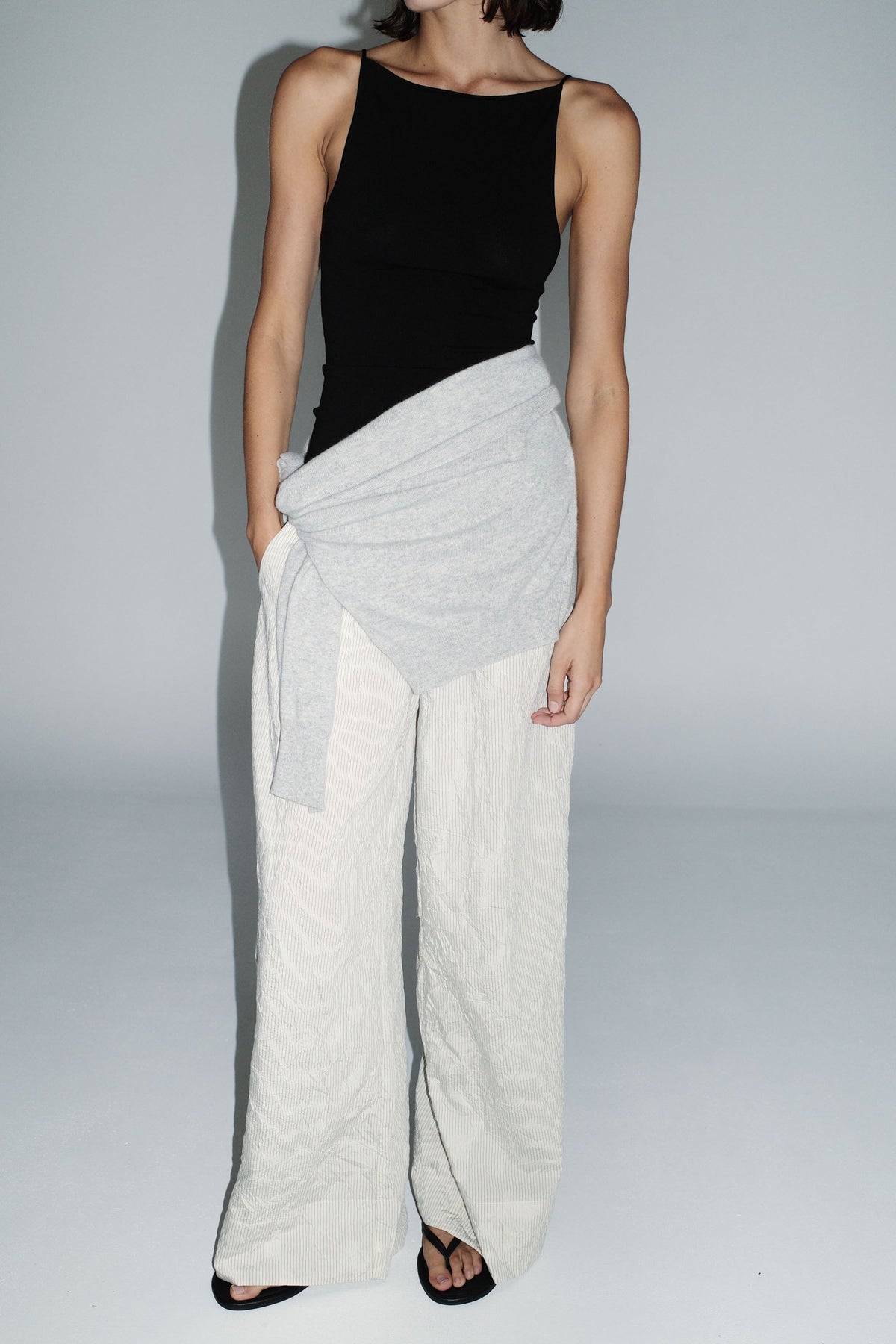 Relaxed Crushed Pant - Petite Pinstripe