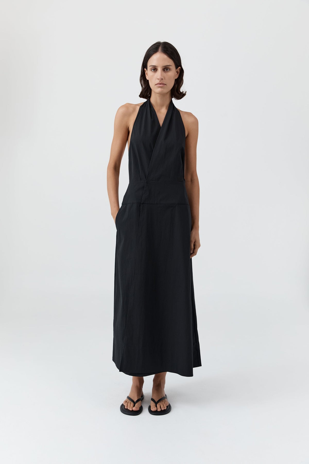 Halter Wrap Dress - Black