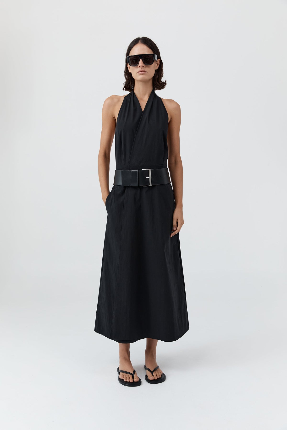 Halter Wrap Dress - Black