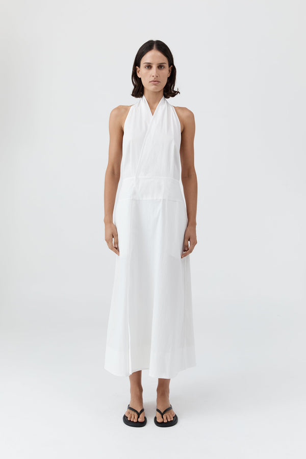 Halter Wrap Dress - White