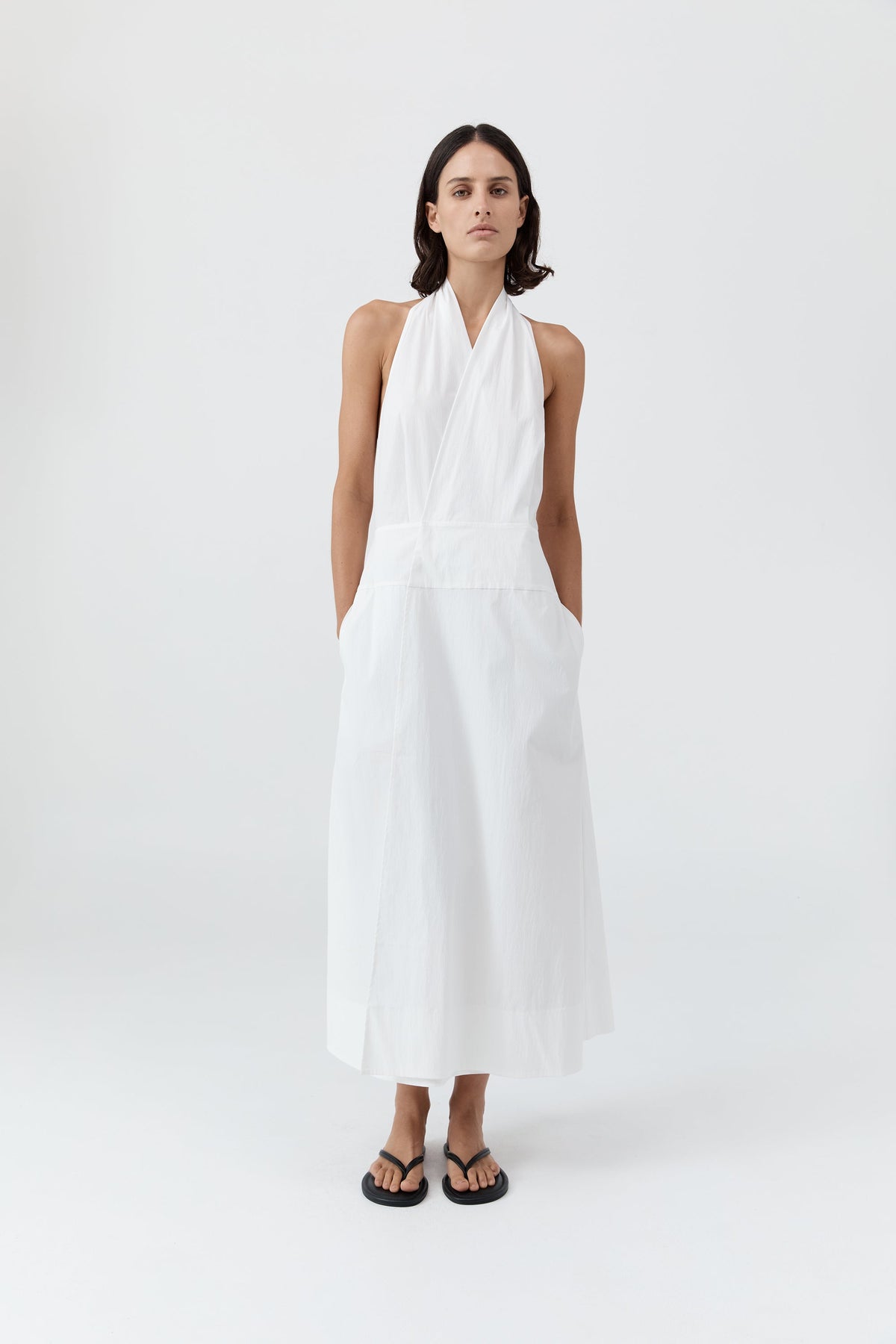 Halter Wrap Dress - White