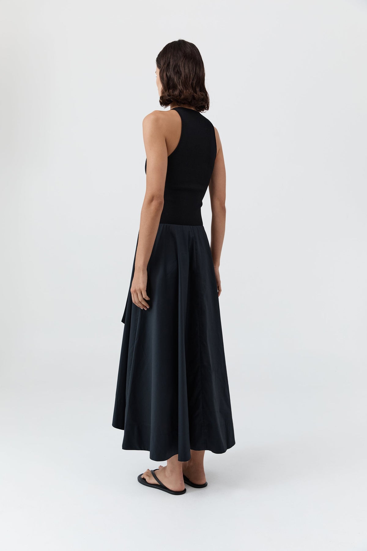 Knit Bodice Asymm Dress - Black