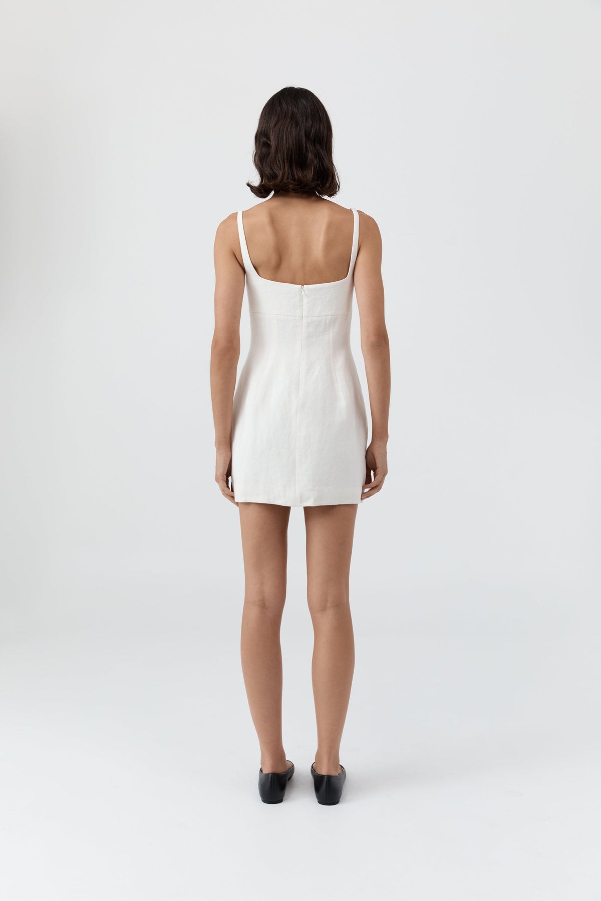 Tailored Square Neck Mini Dress - Off White