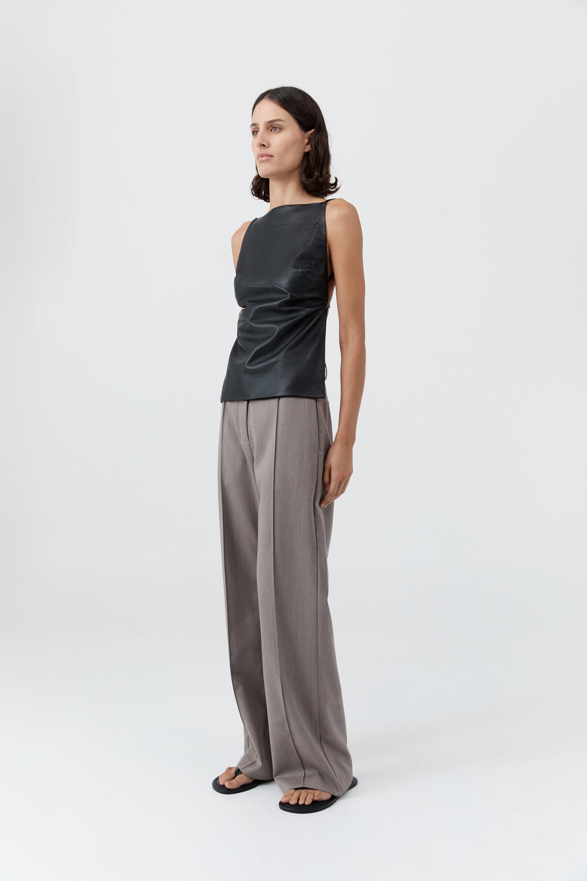 PRE-ORDER: Leather Square Neck Top - Black