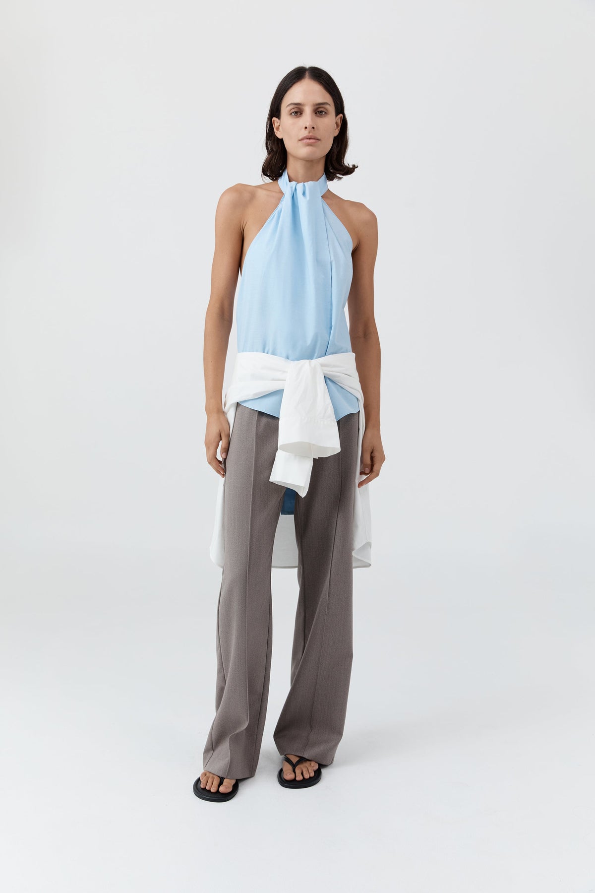 Oxford Halter Tie Back Top - Ciel Blue