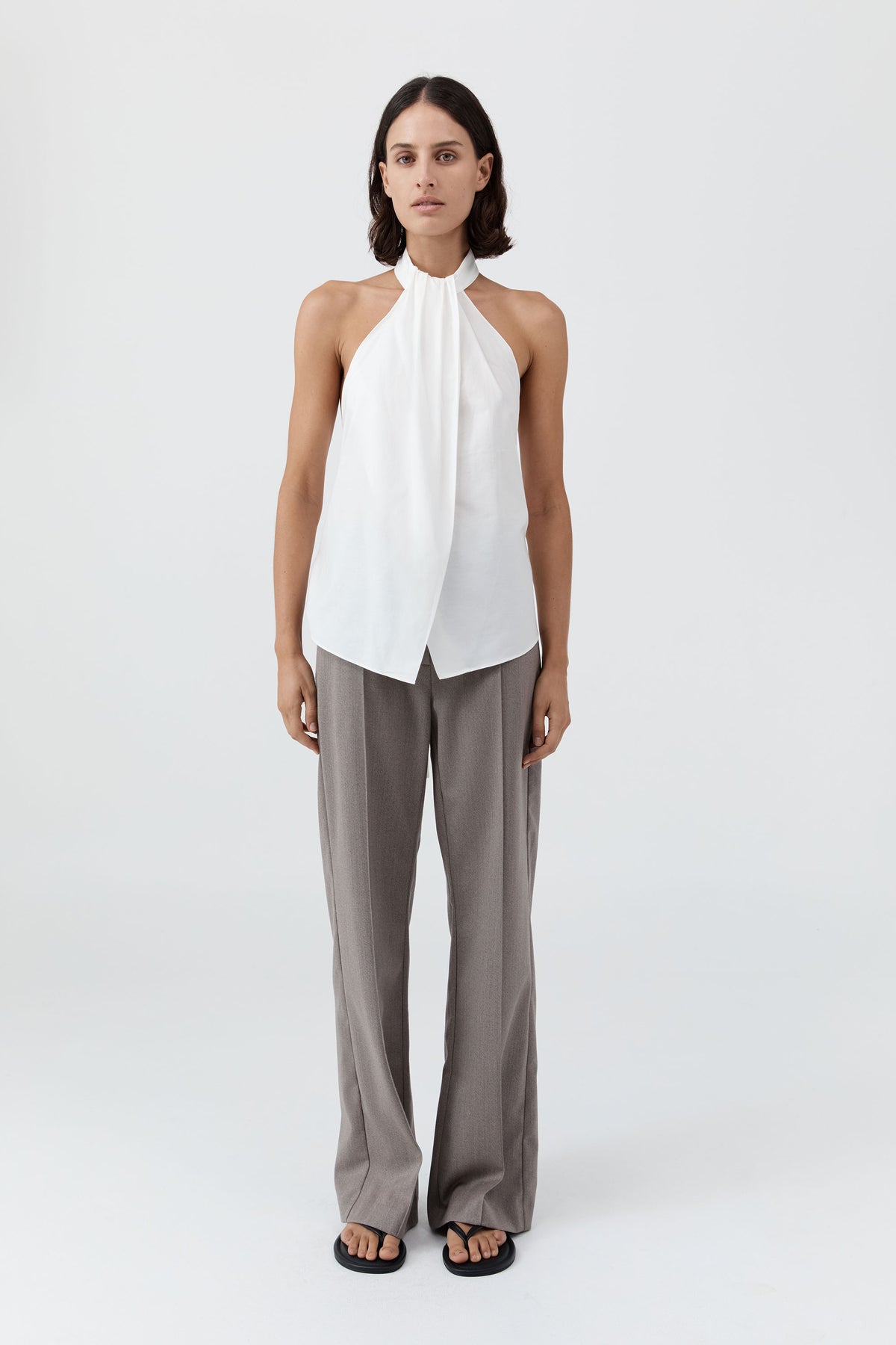 Oxford Halter Tie Back Top - White