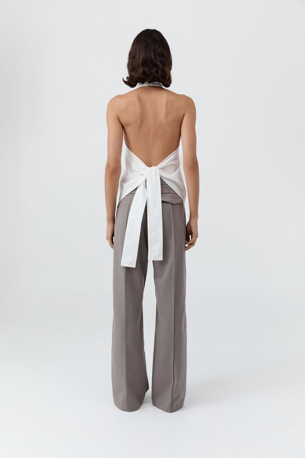 Oxford Halter Tie Back Top - White