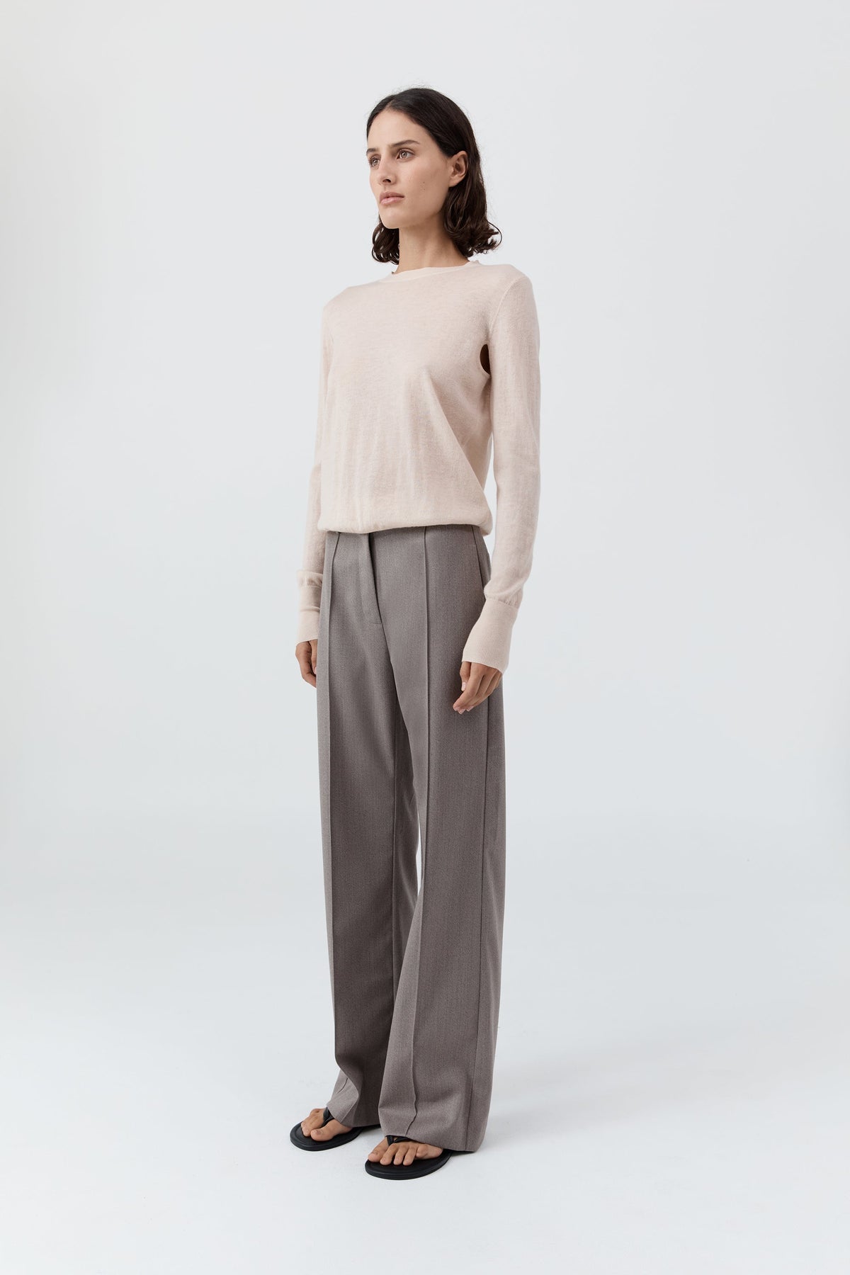 Merino Wool Slit Sleeve Sweater - Powder