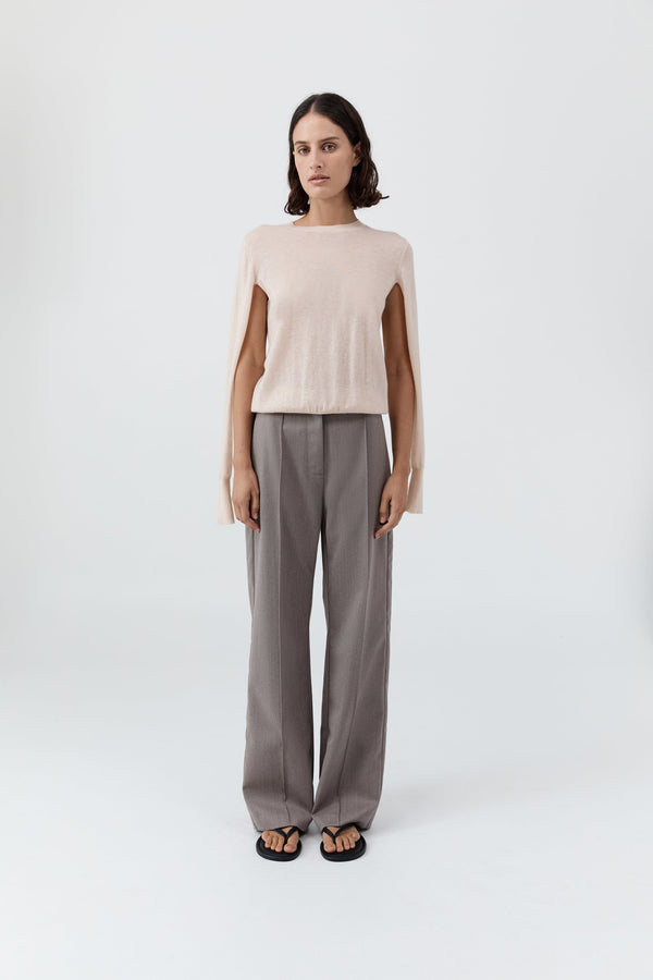 Merino Wool Slit Sleeve Sweater - Powder