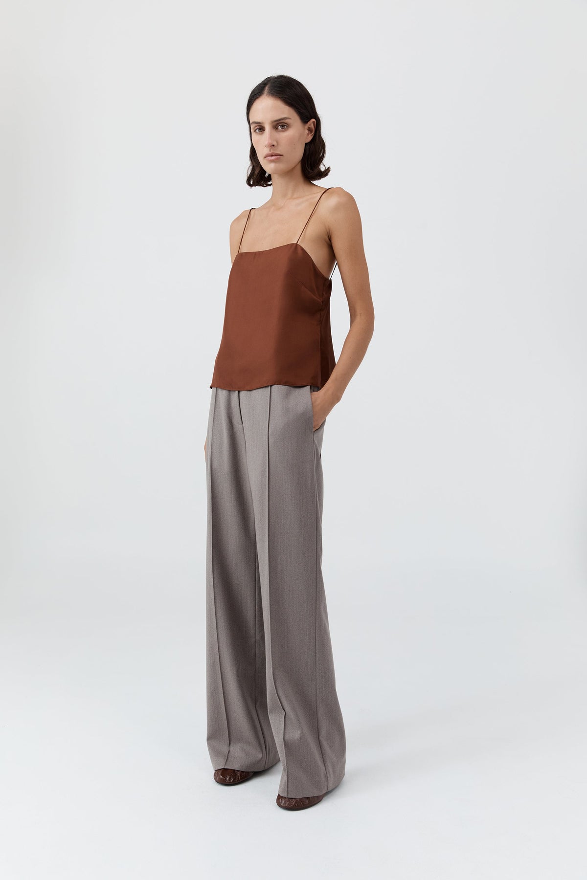 90s Silk Twill Cami - Brick