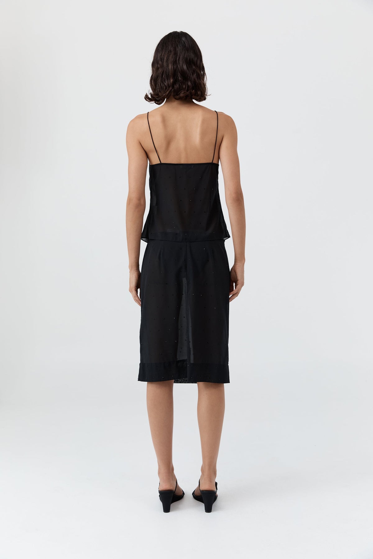 Silk Glass Beaded Skirt - Black