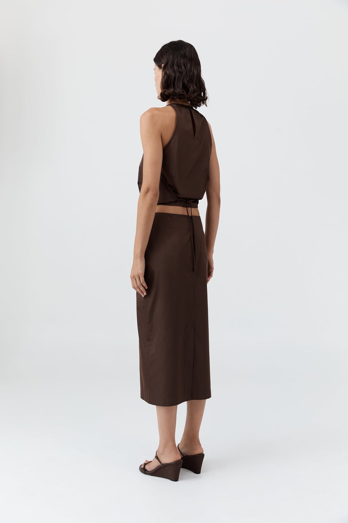 Paper Taffeta Column Skirt - Mocha