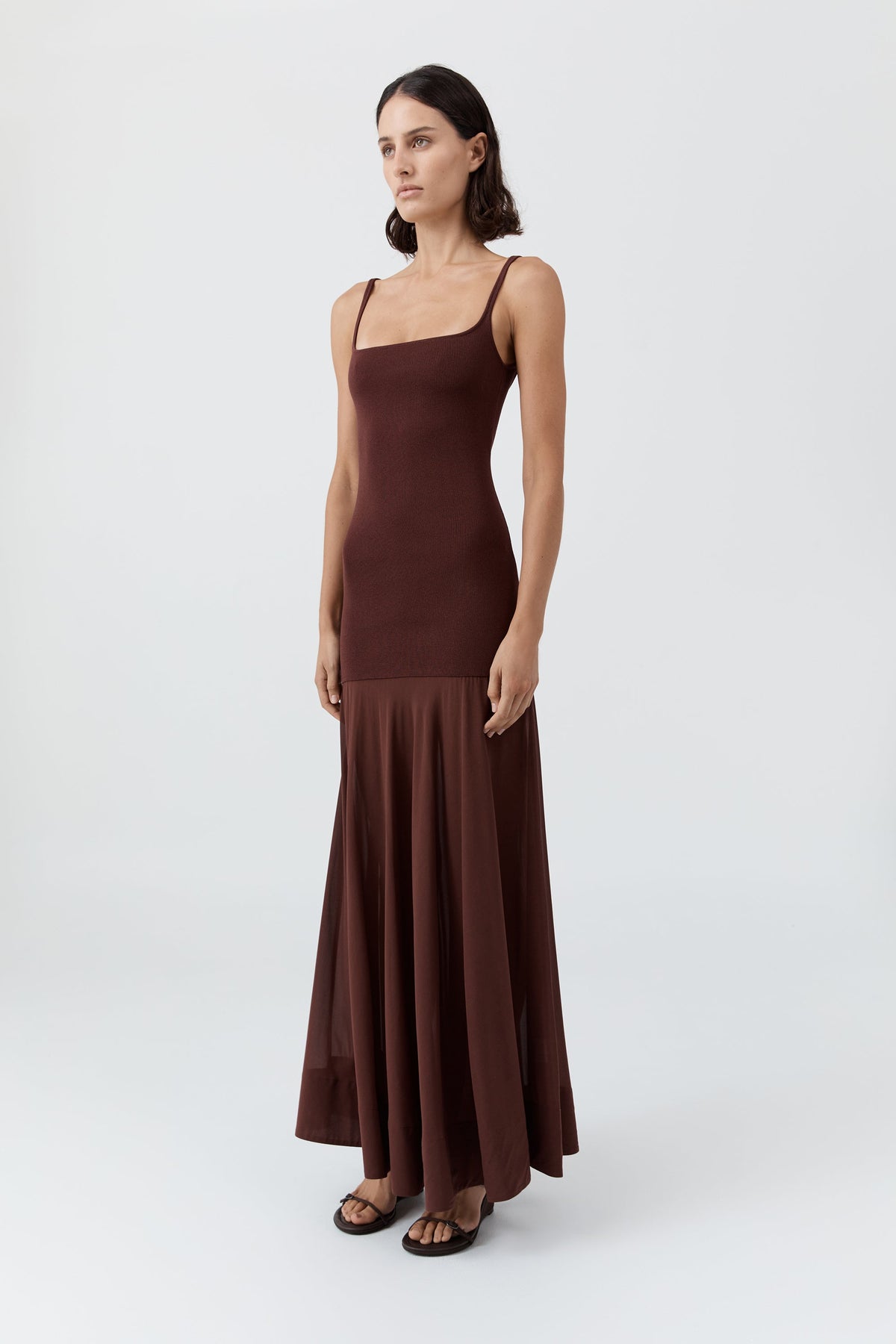 Sheer Silk Circle Hem Dress - Liqueur