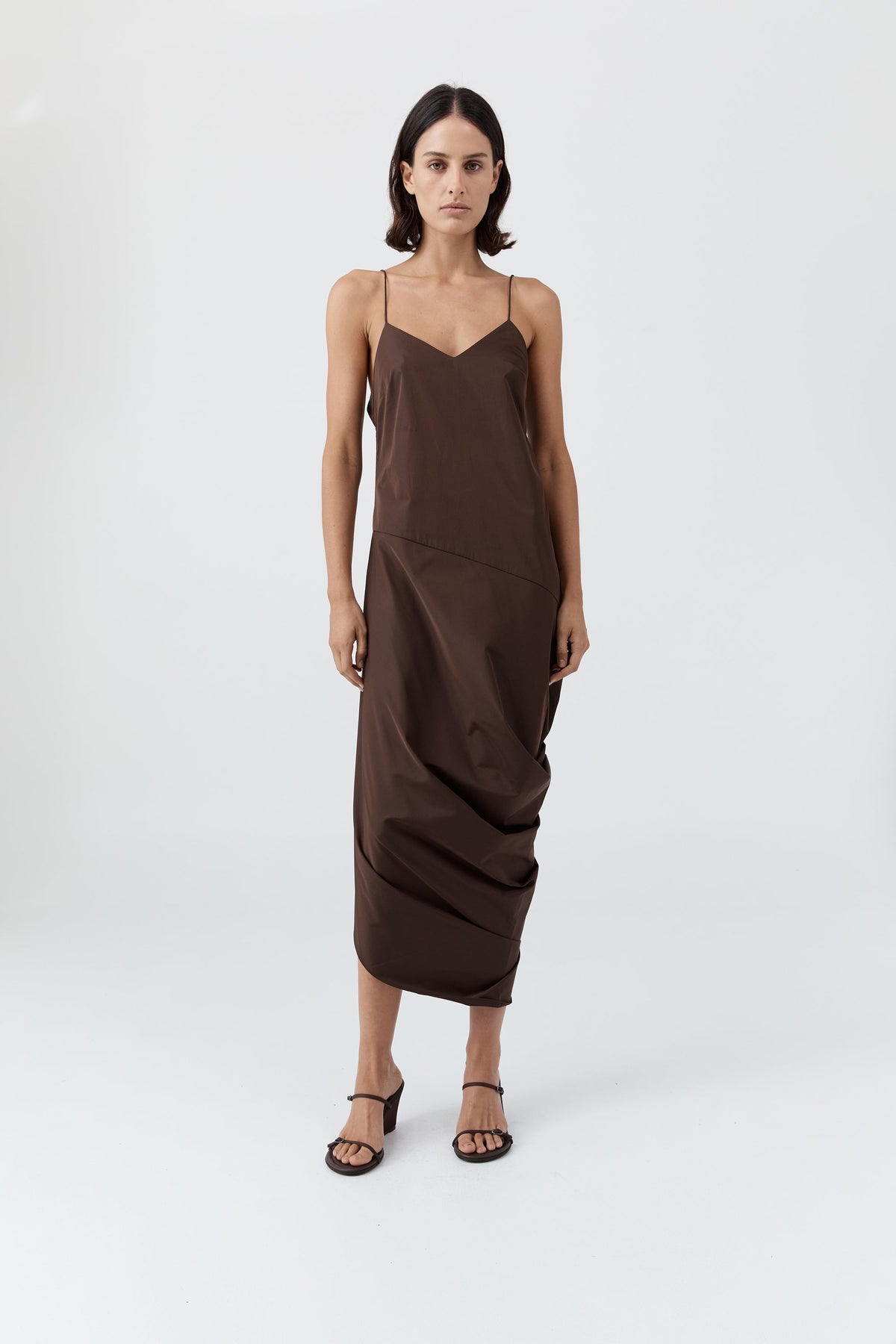 Paper Taffeta Drape Dress - Mocha