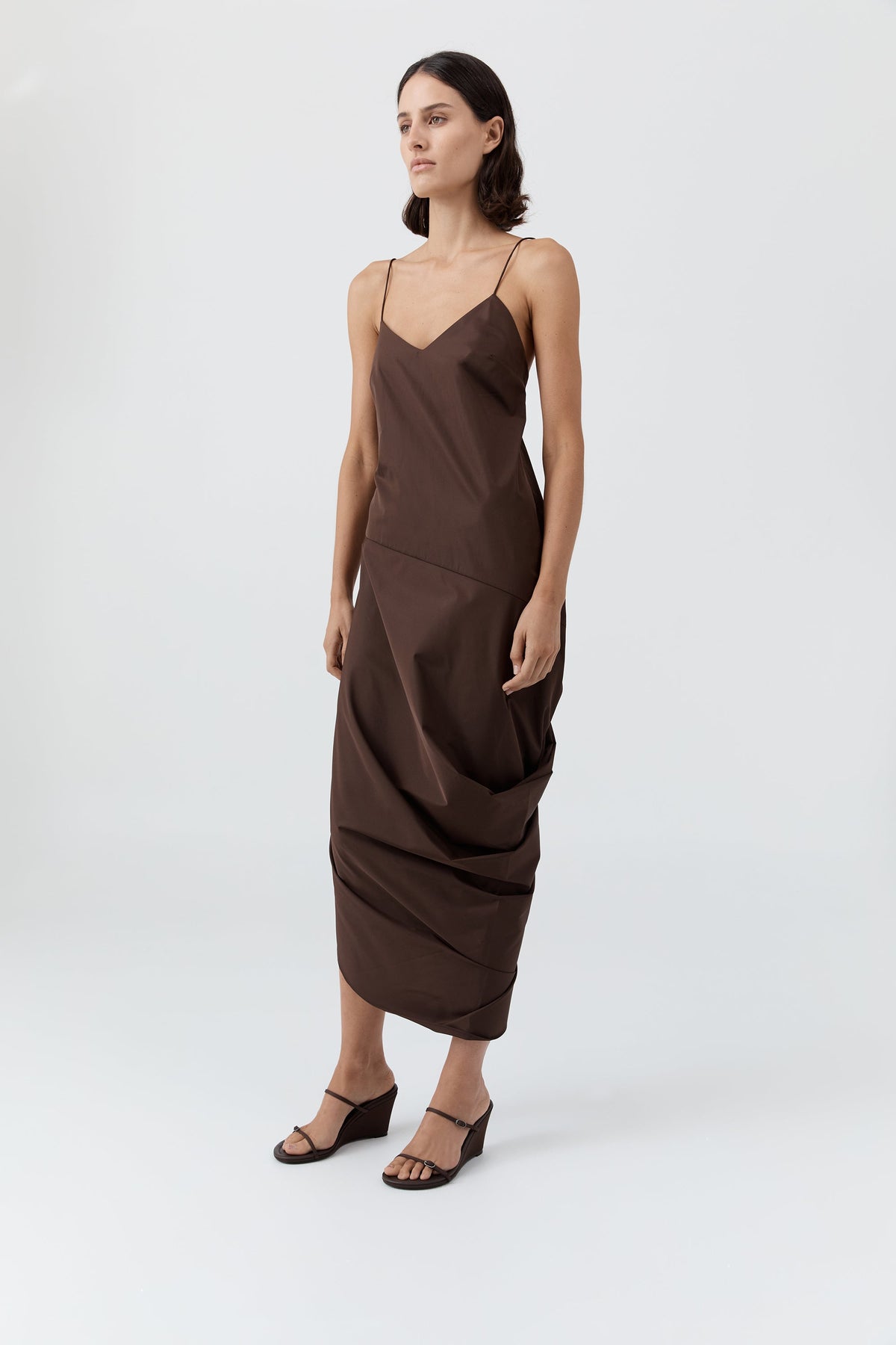 Paper Taffeta Drape Dress - Mocha