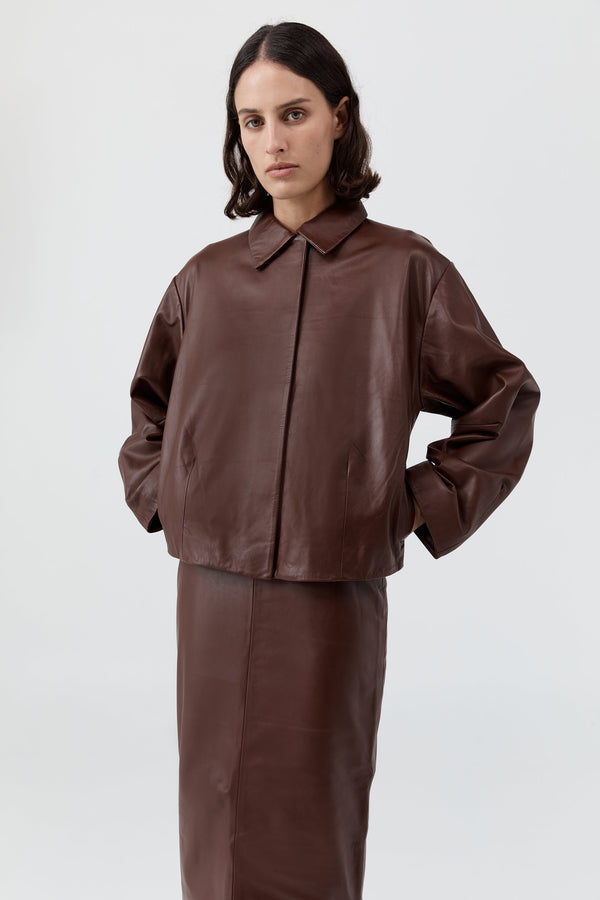 PRE-ORDER: Cocoon Leather Jacket - Rum