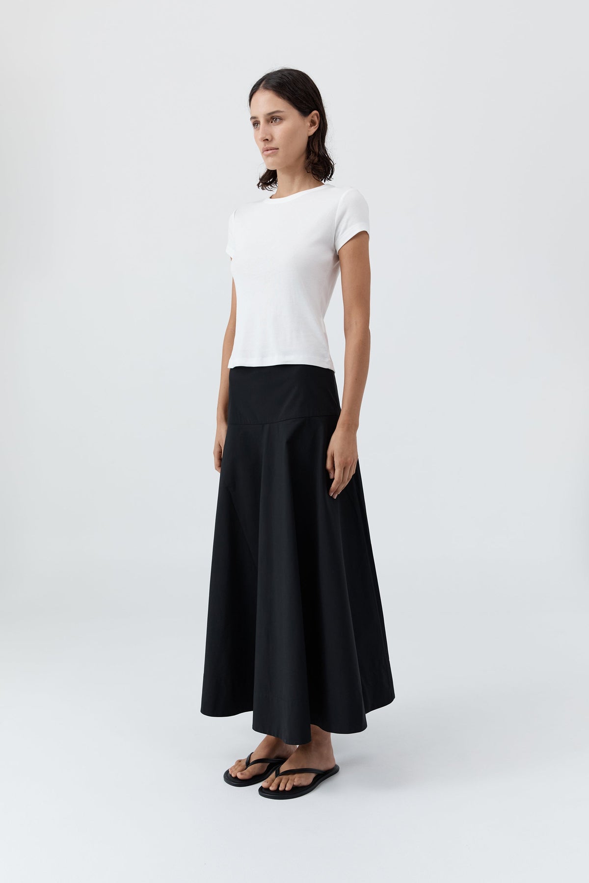 Cotton Circle Hem Skirt - Black