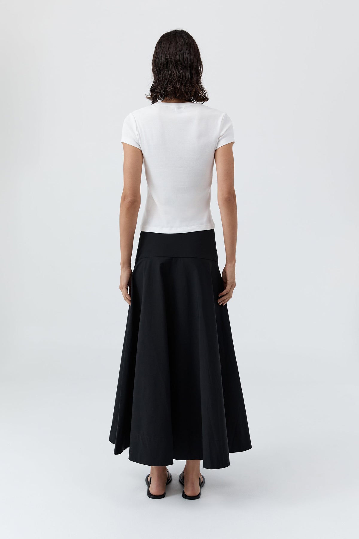 Cotton Circle Hem Skirt - Black
