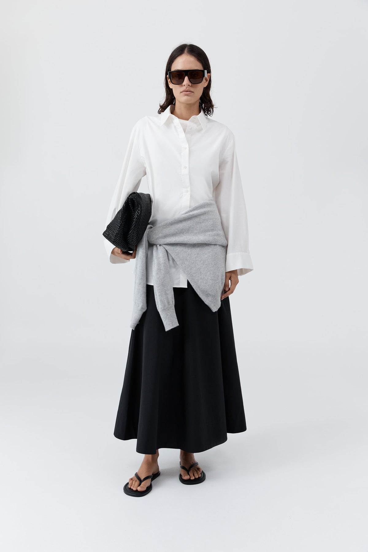 Cotton Circle Hem Skirt - Black
