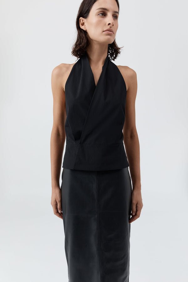 Halter Wrap Top - Black