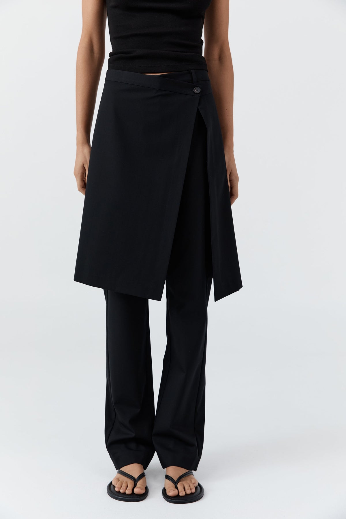 Wool Hybrid Skirt Pants - Black