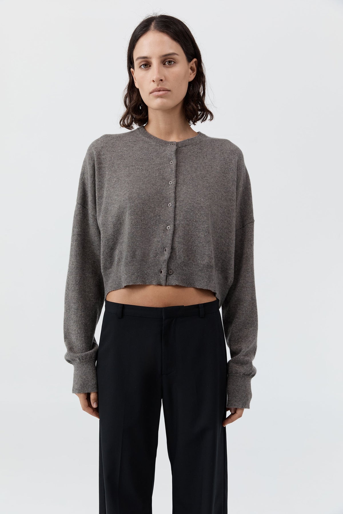 Cashmere Relaxed Cropped Cardigan - Doe