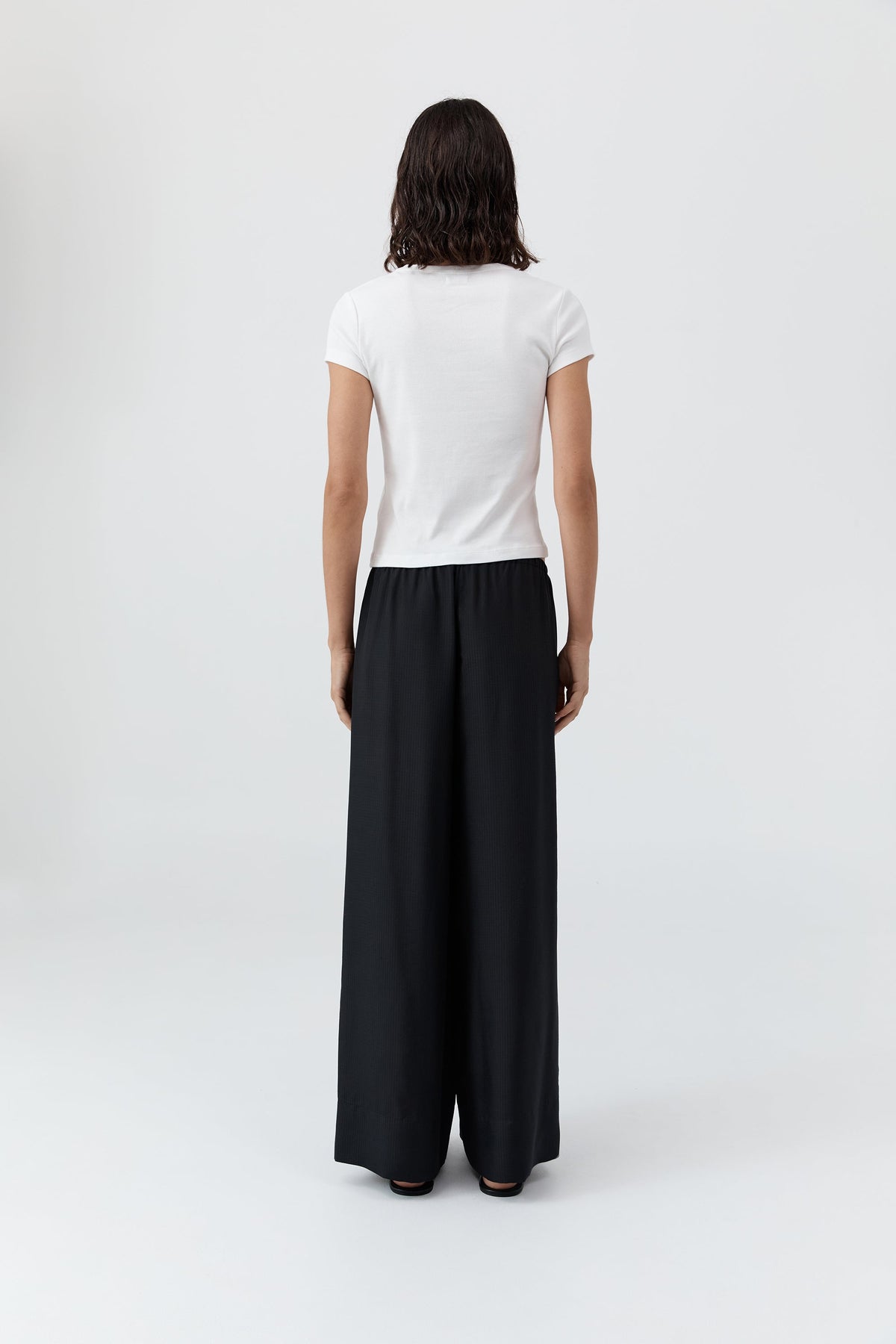 Silk Grid Relaxed Pants - Black